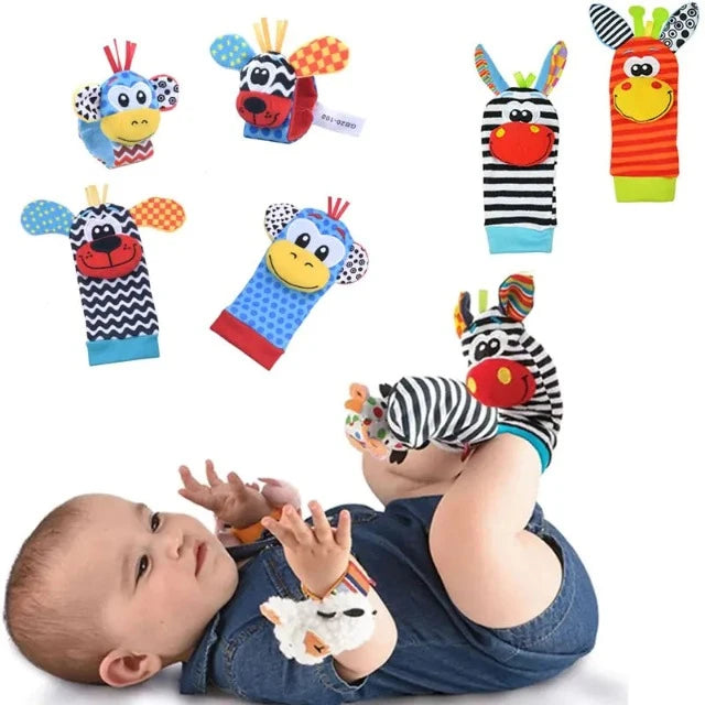 Engaging Plush Socks With Wrist Rattle - WildRoot Explorers